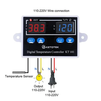 KT101 12V 24V 220V Skaitmeninis Temperatūros Reguliatorius C/F Termostatas Thermoregulator Šildymo, Vėsinimo Jungiklis Reguliatorius Tiesioginio Išėjimo