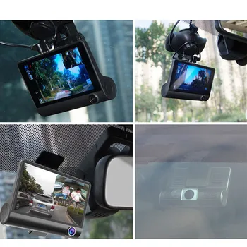 SILVERYSEA Automobilių Dvr 3 vaizdo Kameros Objektyvas 4.0 Colių Vaizdo įrašymo Brūkšnys Cam Auto Registrator Dvigubas Objektyvas su Galinio vaizdo Kameros skaitmeniniai vaizdo įrašymo įrenginiai vaizdo Kamera