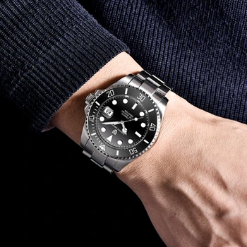 PAGANI Prekės ženklo Dizainas Prabangių Vyrų Laikrodžiai Automatinis Juodos Žiūrėti Vyrams iš Nerūdijančio Plieno, atsparus Vandeniui, Verslo, Sporto Mechaninis Laikrodis
