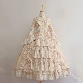 4 Spalvų, Ilgomis Rankovėmis Klasikinis Lolita Dress Saldus Mielas Pynimas Suknelė Mergaičių Anime Cosplay Kostiumai, Plius Dydis