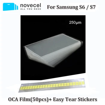 Novecel 50pcs 250um OCA Optinis Aišku, Klijais S6 S7 G920 G930 OCA Klijai LCD Touch Stiklinis Lęšis Filmas+ Lengva Ašara Lipdukai