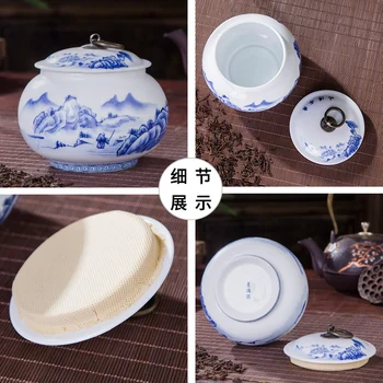 Jingdezhen Porceliano Mėlynos Ir Baltos Keramikos Uždaromos Vario Žiedas Arbatos Stiklainis Su Dangteliu Saugojimo Puodą Sandėlyje Arbatos Caddy