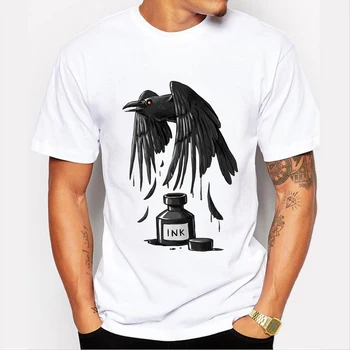 Rašalo Varnas vyrų individualų t-shirt Rašalo Dragon retro spausdinti Vyrų mados viršūnes Punk stiliaus mados hipster dizainas cool tee marškinėliai