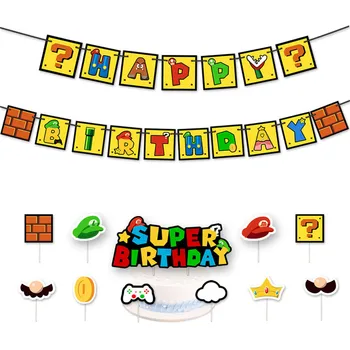 32Pcs/Set Super Mario Balionai su Gimtadieniu Reklama Tortas Topper Superhero Maker Žaidimas Kolbų Kūdikio Dušas Šalis Papuošalai