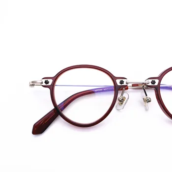 Belight Optinis Moterys Vyrai Acetatas Išgalvotas Mini Maži, Apvalūs Acetatas Star Kniedės Dizaino akinių rėmeliai precription objektyvas HP505