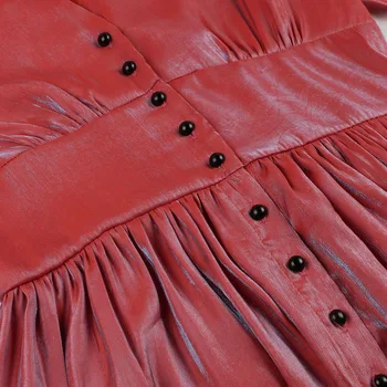 Sisjuly Rudenį Naujas Elegantiškas Perlamutrinis Giliai V - Kaklo, Sūpynės Moterų Retro Suknelės, Raudonos Gotikos A-line Dresses Derliaus Suknelės, Šaliai