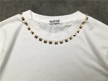 Naujas 2019 parkour Naujovė Prekės ženklo Vyrai Metalo kniedės apykaklės T Marškinėliai T-Shirt Hip-Hop Riedlentė Gatvės Medvilnės Marškinėliai Tee Viršuje kenye