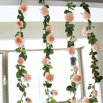 180cm Dirbtinių Rožių Gėlių Ivy Vynuogių Vestuvių Dekoro Nekilnojamojo Touch Šilko Gėlės String Su Lapais Namų Kabo Dekoro Garliava