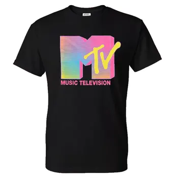 MTV Liuminescencinės Logotipo Grafinio Mados Spausdinti Street Vasaros Vyrų ir moterų, O-kaklo trumpomis rankovėmis T-shirt Medvilnės marškinėliai