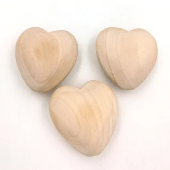 30PCS 40mm natūralūs mediniai širdies didelis stambusis valentino meilės 