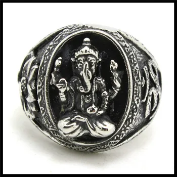 Nemokamas Pristatymas bižuterijos Ganesh Žiedas 316L Nerūdijančio Plieno Aukščiausios Kokybės Kietas Ganesh Lotoso Žiedas