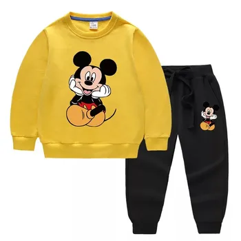 Disney Mickey Mouse Berniuko, Drabužiai Vaikams, Hoodies Viršūnės Su Kelnės Berniukui Drabužių Komplektus Vaikams Laisvalaikio Sportiniai Kostiumai