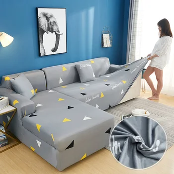 Sutirštės ruožas žakardo sofa padengti vandeniui kampe skyriuje, gyvenamasis kambarys sofos padengti L-formos sėdynės padengti porankiu sofa dangtis