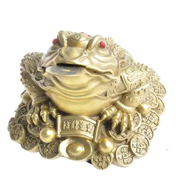 Feng Shui Trimis Kojomis Pinigų Varlė Likimo Žalvaris, Rupūžė Figurin Kinijos Monetos Metalo Amatų Namų Dekoro Dovana Apdailos Reikmenys