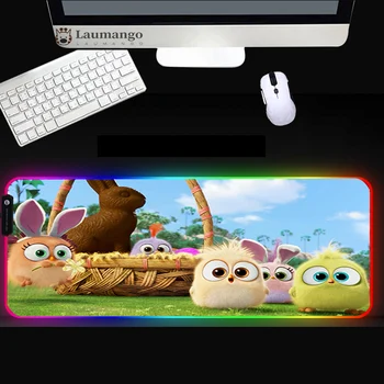 Piktas Paukščių Anime RGB Pelės Mygtukai Žaidėjus Kompiuterio Pelės kilimėlis Žaidimų Priedai Mousemat Led švyti Kilimėlis