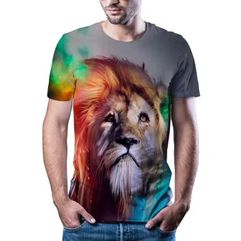 Vyriški T-shirt 3D atspausdintas gyvūnų tigras marškinėliai trumpomis rankovėmis juokinga dizaino atsitiktinis viršų T-shirt vyrai Helovinas T-shirt Azijos sz 6XL