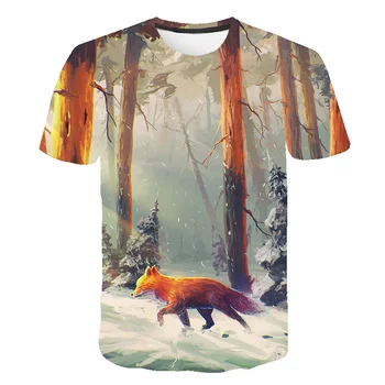 Devyni-Tailed Fox Marškinėliai 3D Print T-shirt Gyvūnų Juokinga Vyrų Marškinėliai Mados Vasaros 2020 Gotikos Mens Drabužius, Vintage Drabužių