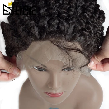 Keistą Garbanotas 1 vnt 13×4 Nėriniai Priekinio Uždarymo Brazilijos Ne remy Žmogaus Plaukų Ranka Sąlygotosios Natūralių Spalvų Plaukai Priauginimui