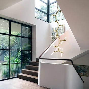 Laiptų liustra šiuolaikinės paprasta meno kambarį kūrybinė asmenybė villa dvipusis pasukimo laiptų lempos ilgai Liustra
