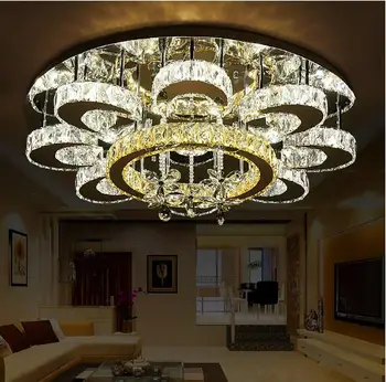 LED šviesos Šiuolaikinės romantiška K9 kristalų lubų lempos žiedas prabangus LED 3 spalvos nuotolinio valdymo 110-220V, lubų šviesos Nemokamas Pristatymas