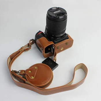 Nešiojamų Prabanga PU Odos Camera Case Bag For Nikon D800 D810 24-70mm Objektyvo Su Dirželiu Mini Baterija atveju Atidarykite Baterijos Dizainas