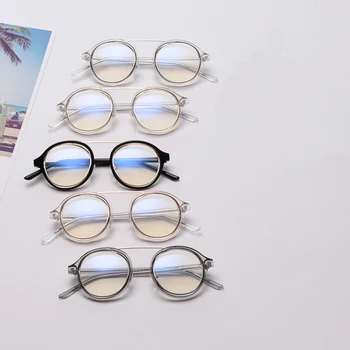 Peekaboo tr90 mėlynos šviesos filtras akinius apvalus rėmo retro aišku lęšis skaidrus acetatas akinių rėmeliai moterų derliaus lašas laivas