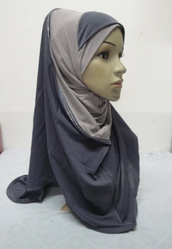 H894 vėliau kaip dviejų spalvų derinti musulmonų ilgai hijab, bliuzono hijab šalikas
