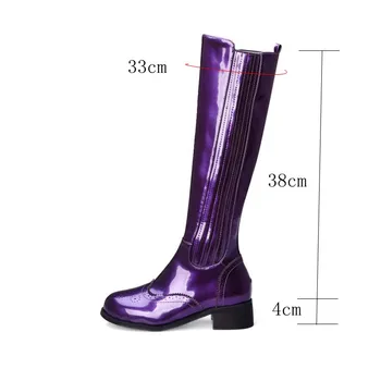ORCHA LISA 2020 Naujas Brogue Batai Pattent odos kelio ilgi batai Candy spalva geltona violetinė juoda žiemos batai cosplay avalynė