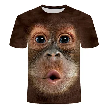 2020 metų Vasaros 3D T-shirt Spausdinti Gyvūnų Beždžionių Gorilos Trumpas Rankovės Juokinga Atsitiktinis Viršų T-Shirt Vyrai Didelio Dydžio 6xl