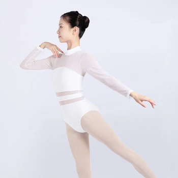 Moterys Baleto Triko Akių Gimnastikos Triko Merginos Ruožas Juoda Balta Baleto Bodysuit Suaugusiųjų Šokių Kostiumai