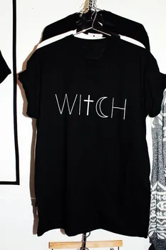 Helovinas ragana t-shirt juokinga moterų mados šūkis unisex medvilnės atsitiktinis tees kryžiaus mėnulis grafinis dovana grunge viršuje t shirts-J020