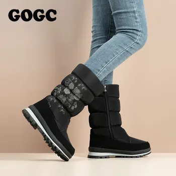GOGC platformos batai juodi batai žieminiai batai moterims, balti batai sniego batai butai, batai moterims, moteriški bateliai moteriška avalynė G9620