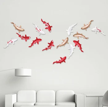 Namo Sienos Fone Freskos Dervos Žuvų Modelio Papuošalus Sienos Kabo Amatų Svetainės Vestuvių Dovana 3D Sienų Lipduko Apdaila