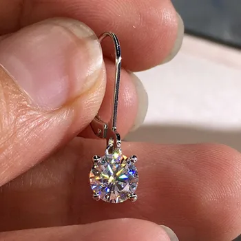 Karšto naujas, su stilinga apakinti kubinių cirkonio kristalų eardrop Paprasta diamond sidabro papuošalai pokylių dovanos vestuvių auskarai