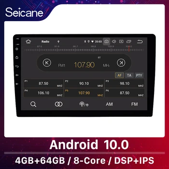 Seicane Vienas Din Android 10.0 IPS Universalus Automobilinis Multimedia Player 10.1 colių 4+64GB GPS Stereo palaiko rds galinio vaizdo kamera PSSS