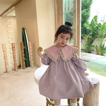 Mergaičių sutirštės Pliušinis suknelė 2020 korėjos vaikų apykaklės Princesė Lėlės Suknelė