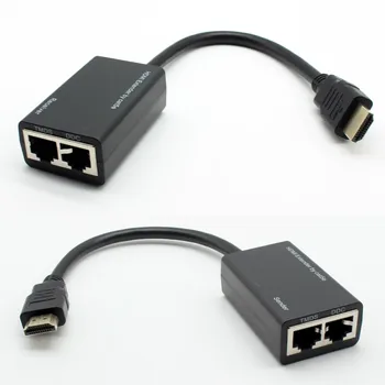 Viena pora HDMI Per RJ45 CAT-5e CAT-6 kabelis UTP LAN Ethernet Extender Kartotuvas 1080P HDTV iki 30 metrų