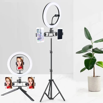 10/13 colių LED Selfie Žiedas, Šviesos, Fotografijos Apšvietimo Su 20cm 1.6 m Trikojis Stovas Foto Studija Ringlight Užpildyti Lempos 