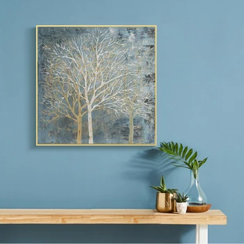Šiaurės Gražus Mėlynas Medis Abstraktus, Plakatų Ir Grafikos Sienos Meno Tapybos Drobės Abstrakčiai Medžių Šiuolaikinio Namų Dekoro Nuotraukos