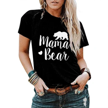 Mama Padengti trumpomis Rankovėmis Moterims T-shirt Tumblr Grafinis Mielas Mama Viršūnes Tee moterims T Shirts 2021 M. Vasaros Naują Atsitiktinis Palaidų Tee Femme