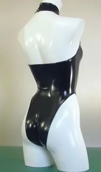 Aukštos Sumažinti Apynasrio maudymosi kostiumėlį Backless Bodysuit Dirbtiniais Odos vientisi maudymosi Kostiumėliai, Kūno Kostiumas PVC Blizga Arba Latekso Matt Catsuit Klubas Dėvėti