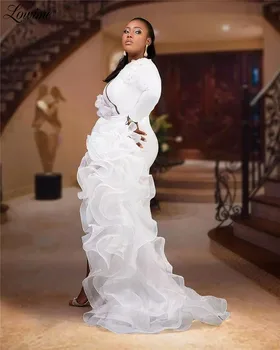 Balta Undinė Vakaro Suknelės Afrikos Cut-out Dizainas ilgomis Rankovėmis Chalatas De Soiree Aibye Saudo Arabija 2021 Dubajus Ilgai Prom Dresses