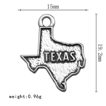 Mano forma Texas žemėlapiai lydinio žavesio pakabukas dvigubus šonus, antikvariniai sidabro Padengtą 30pcs