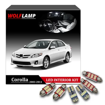 Wolflamp 9Pcs Super Ryškus Baltas LED Interjero Automobilio Šviesas 2003-2011 Toyota Corolla Žemėlapį, Atsižvelgiant Kupolo Žibintas Licenciją Plokštelės Lemputės