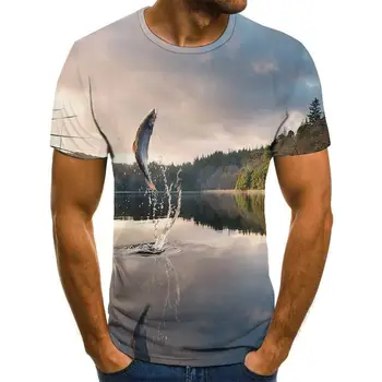 2020 naujų žvejybos marškinėliai stilius atsitiktinis Skaitmeninis žuvų 3D Print t-shirt Vyrai Moterys marškinėlius Vasaros Trumpas Rankovės O-kaklo Viršūnes&Tees marškinėlius