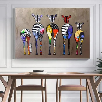 Anotacija Spalvinga Zebra Afrikos Gyvūnų Naftos Tapyba Ant Drobės, Sienos Meno Plakatas Ir Spausdinamos Nuotraukos Kambarį Namų Dekoro