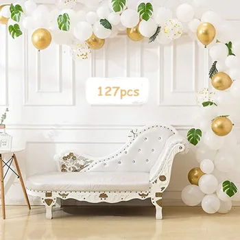 125pcs Balionas Arch Girliandą Komplektas, Balto Aukso, Pink Gold Balionai Vestuvių Baby Shower Bachelorette Gimtadienio Fone Dekoras