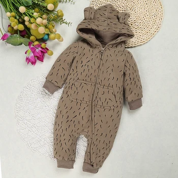 Vienos lyties kūdikis žiemos drabužių infantil baby berniukas ir mergaitė kostiumas ilgomis rankovėmis su gobtuvu romper jumpsuit užtrauktukas kišenėje naujagimių strampler