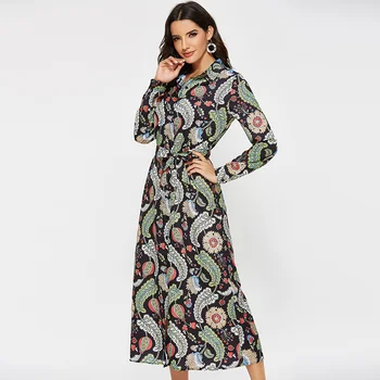 HiloRill Moterų Ilgi Marškinėliai-Suknelė 2020 Atsitiktinis Ilgomis Rankovėmis Gėlių Spausdinti Varčias Mygtuką Suknelė Ponios Office Suknelės Skraiste Femme