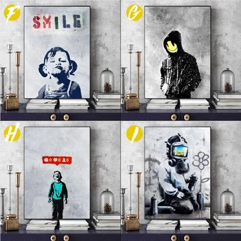 Drobė Plakatas Banksy Gatvės Meną, Socialinės Sienos Menas Spausdinti Tapybos Sienos Nuotraukas Miegamojo Puošimas Be Rėmelio